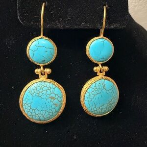 Gold and Turquoise Dangle Earrings